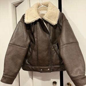 Oak and fort Faux Leather Aviator Jacket